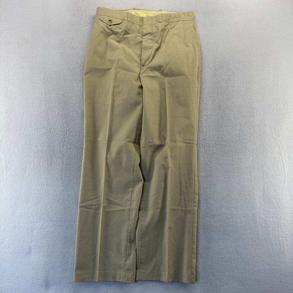 Vintage 70s Dress pants Trousers Fits 30x29 Brown Tan Tan Lightweight Flowy Flat
